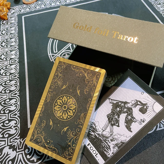 Set Tarot Cards Gift Box Luxury Gold Foil Tarot Card Hot Stamping PVC Waterproof Wear-resistant Board Game Solitaire Divination Golden