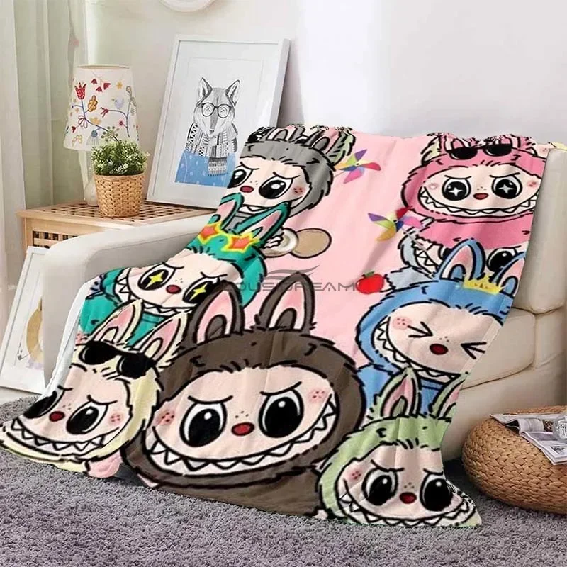 Cute Elf LABUBU Cartoon Blanket Soft and Comfortable Flannel Blanket Children's Nap Blanket Can Be  picnic blanket 4