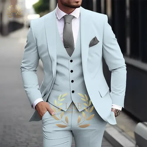 Men's Khaki 3-Piece Suit Classic Peak Lapel Business Formal Wedding Groom Slim Fit Elegant Gentleman Style Fashion Blazer - Image 22