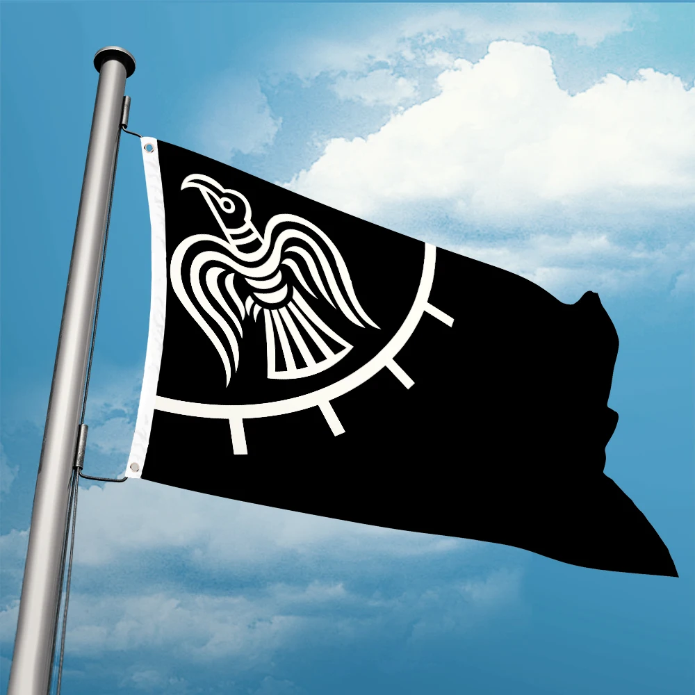 Drapeau Noir Viking Corbeau, Bannière En Polyester De 3 Pieds X 5 Pieds, 150x90cm, Couleur Cohérente Personnalisée Des Deux Côtés Pour Une Utilisation Intérieure Et Extérieure