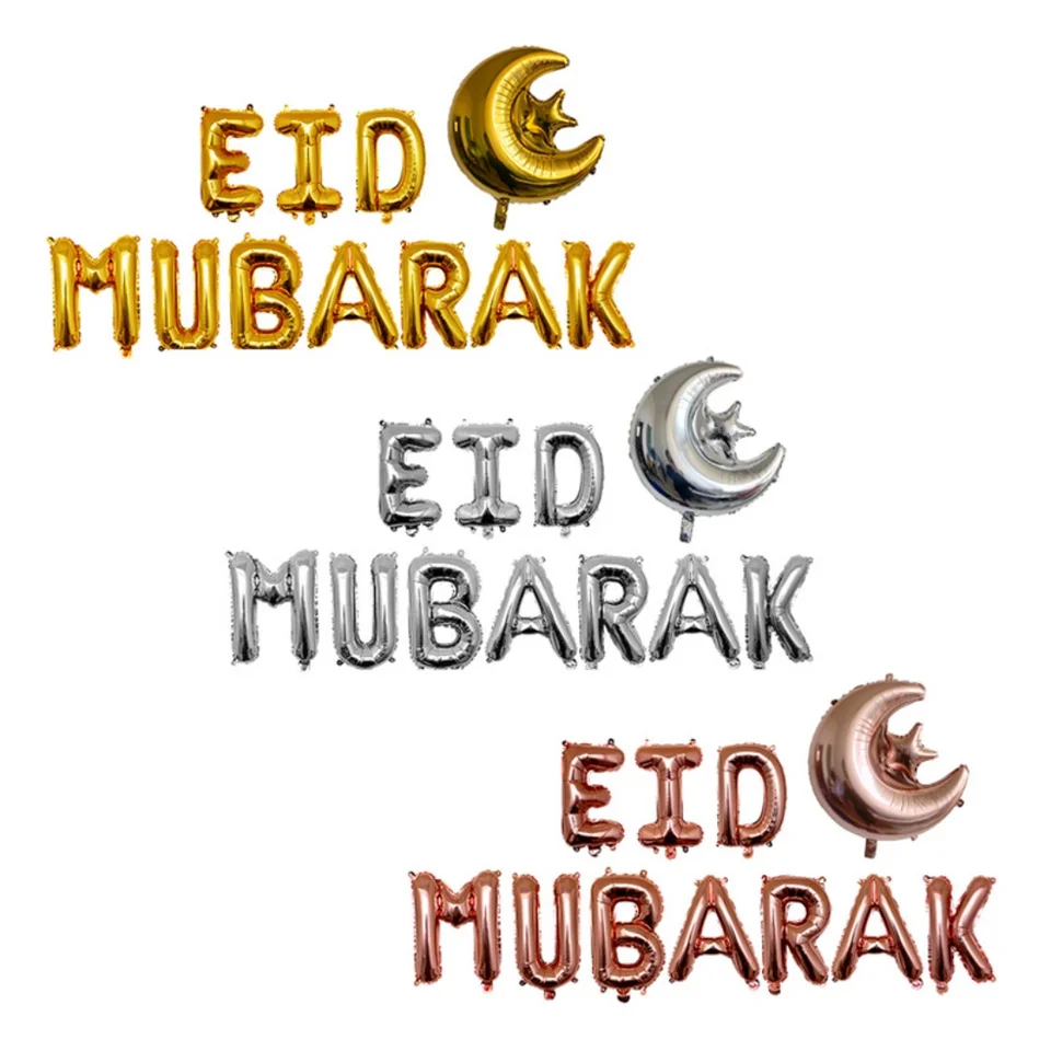 Eid Mubarak decoratie, zilver, ballonnen, moslims, latex, sterren, maan, ballon, hulp, al-fitr, folieballon voor Eid Mubarak Ramadan party, Mubarak Kareem decoratie