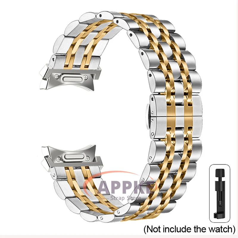 Sleek Stainless Steel Smartwatch Band - Gap-Free Quick Fit Metal Strap