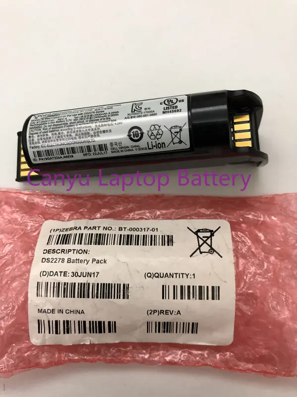 

Zebra DS2278, BT-000317-01 3.7V 2500mAh 9.25Wh Battery