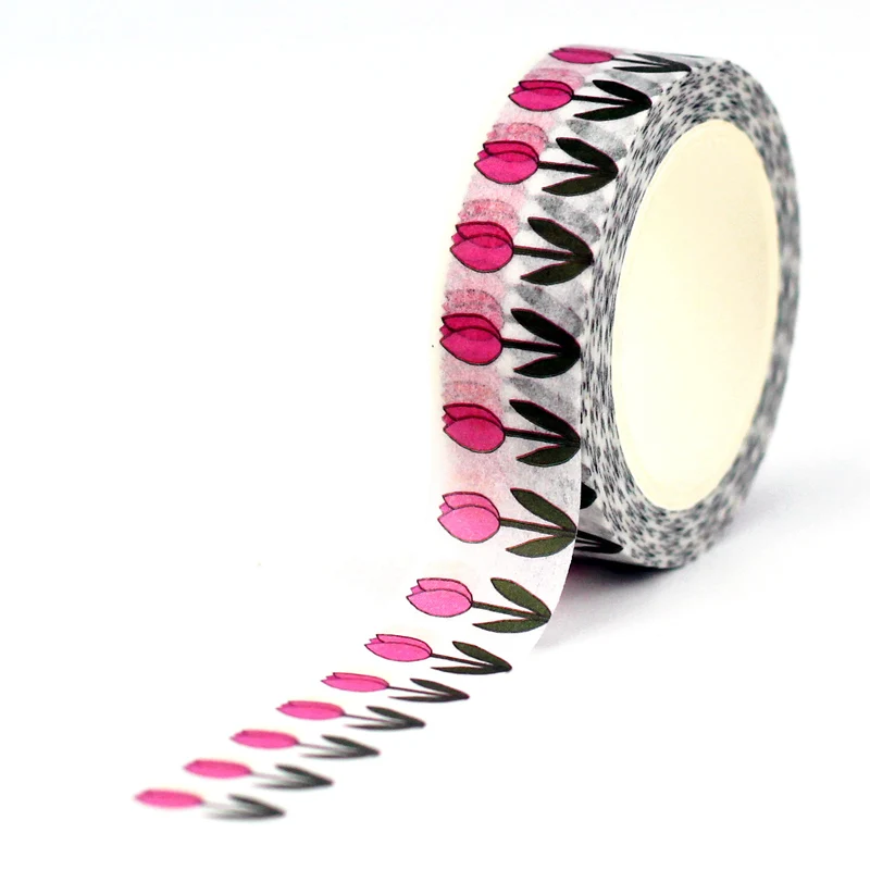 

Новинка 1x10 м декоративные розовые цветы тюльпаны японская бумажная Васи-лента для скрапбукинга журнала Маскировочная лента кавайная бумажная