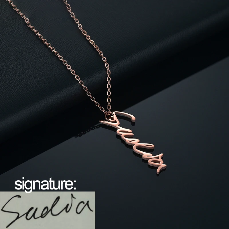 Treebud Custom Handwriting Signature Name Necklace Stainless Steel