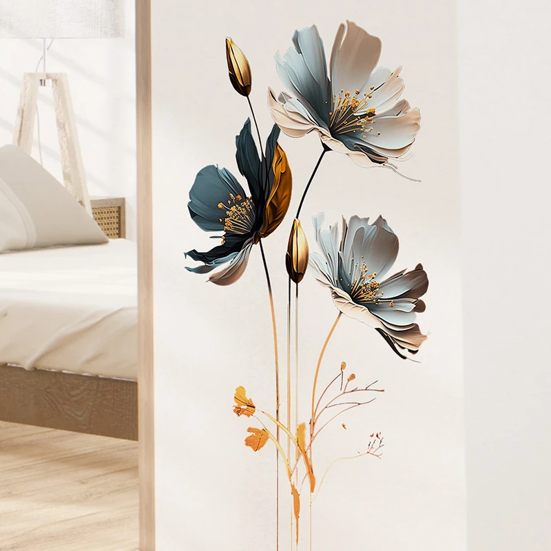 3D-Lotus-Retro-Vinyl-Wall-Stickers-Flower-Living-Room-Bedroom-Wall ...