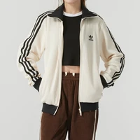 Adidas Trefoil Couple Jacket Retro Waffle Veste de sport à col montant pour hommes et femmes Jw0109 3