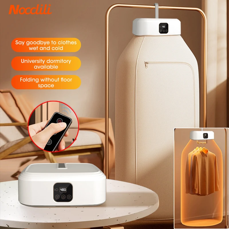 Multifunctional electric clothes dryer portable compact foldable laundry machine with bag and time setting