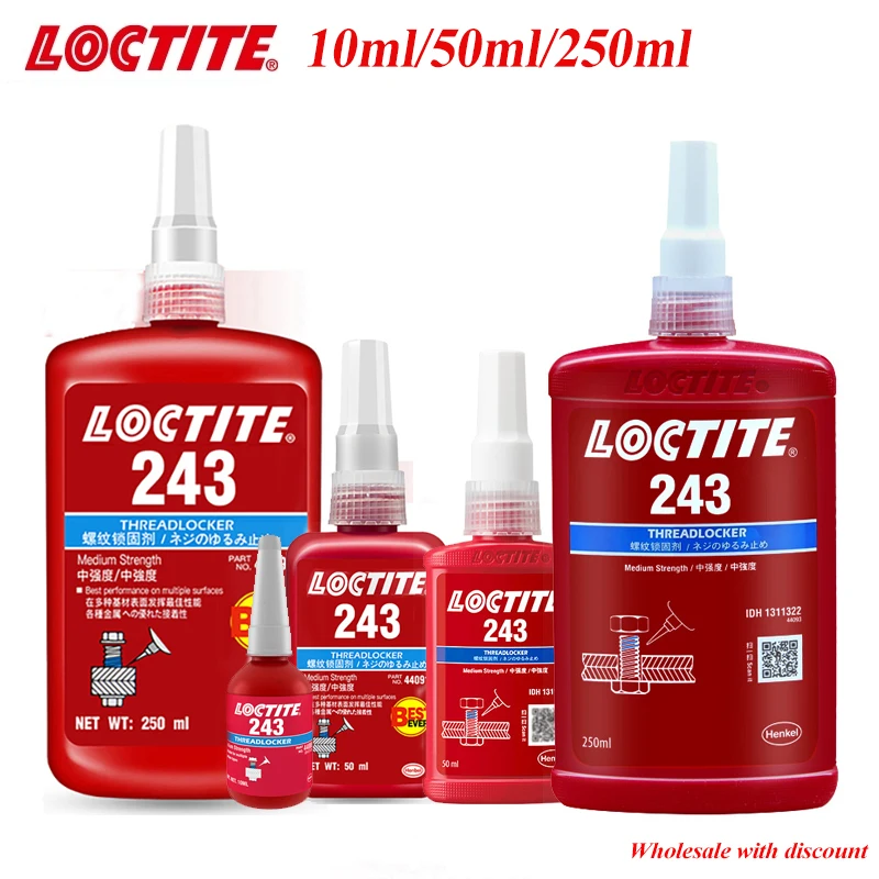 Loctite Thread Glue 243 Medium-Strength Thread Tightening Sealant Oil-Resistant Anti-Loose Anti-Corrosion Anaerobic Glue
