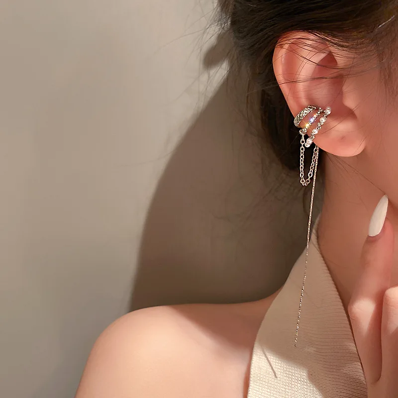 New Fashion Long Tassel Butterfly Ear Cuffs Earrings Ear Clips Ear Wrap Around Earrings For Women Girl Jewelry Gifts