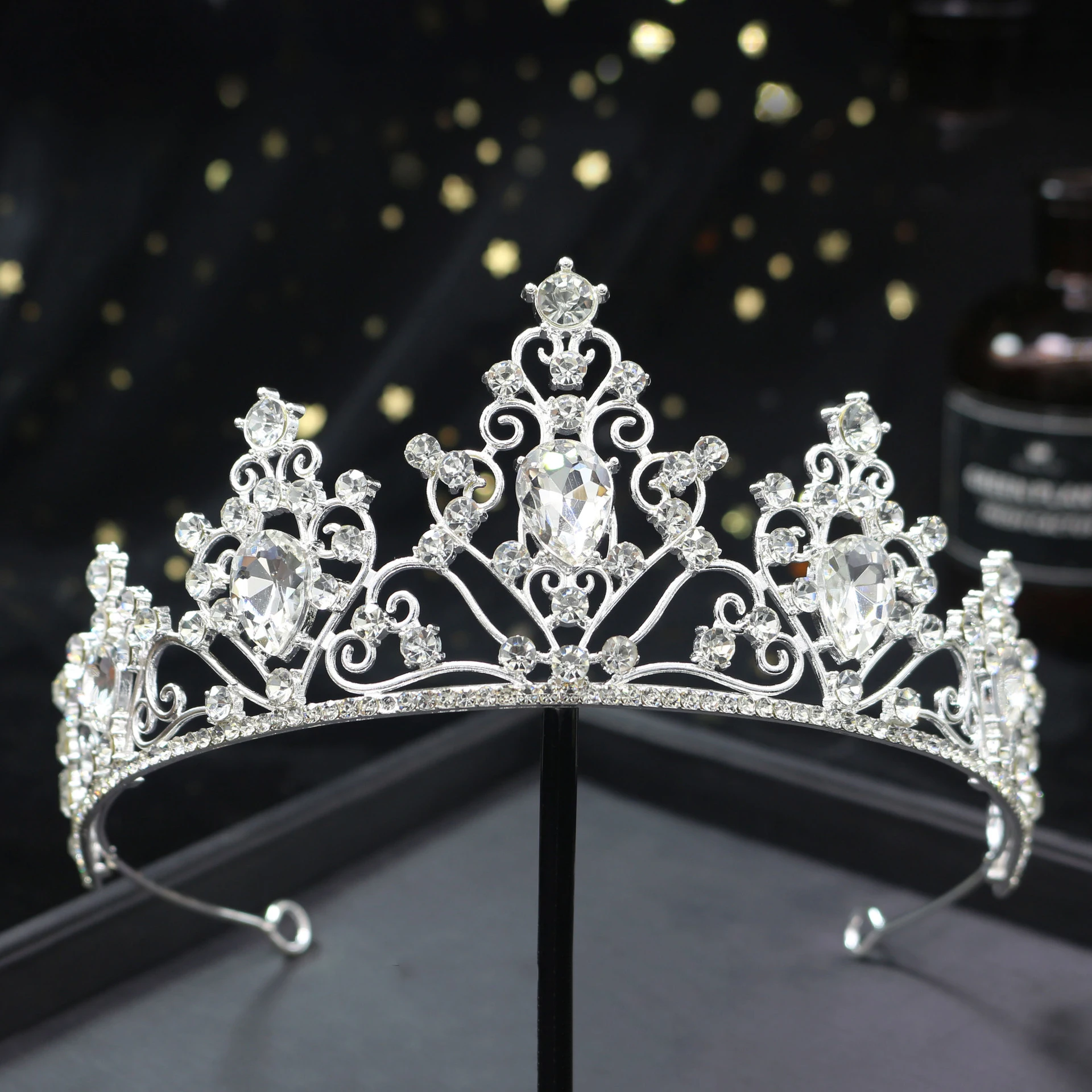 1pc Krone Braut Vintage Haar Bands Kristall Strass Handgemachte Haar Bands Krone Prinzessin Geburtstag Party Platte Kopfschmuck – Detail 9