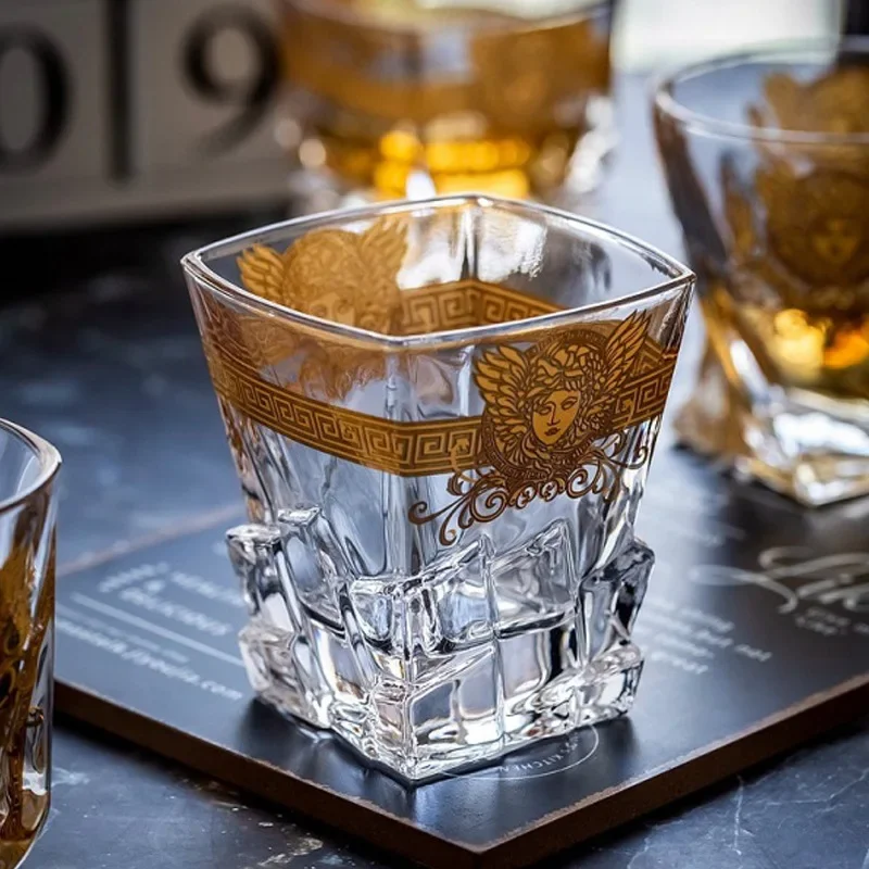 Creative Crystal Whiskey Cup Medusa Gold Head Cup Foreign Multifunctional Beer Glass