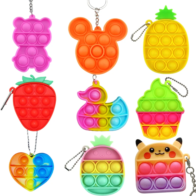 Mini portachiavi fragola Pop bambini adulti Push Popet Bubble il suo