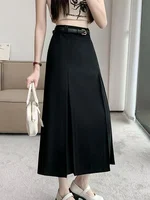 plus Size Suit Skirt High Waist Elastic Women's Summer New Sle A-Line Midi Skirt Belly Cover Pleated Skirts Casual Wear - Image 4