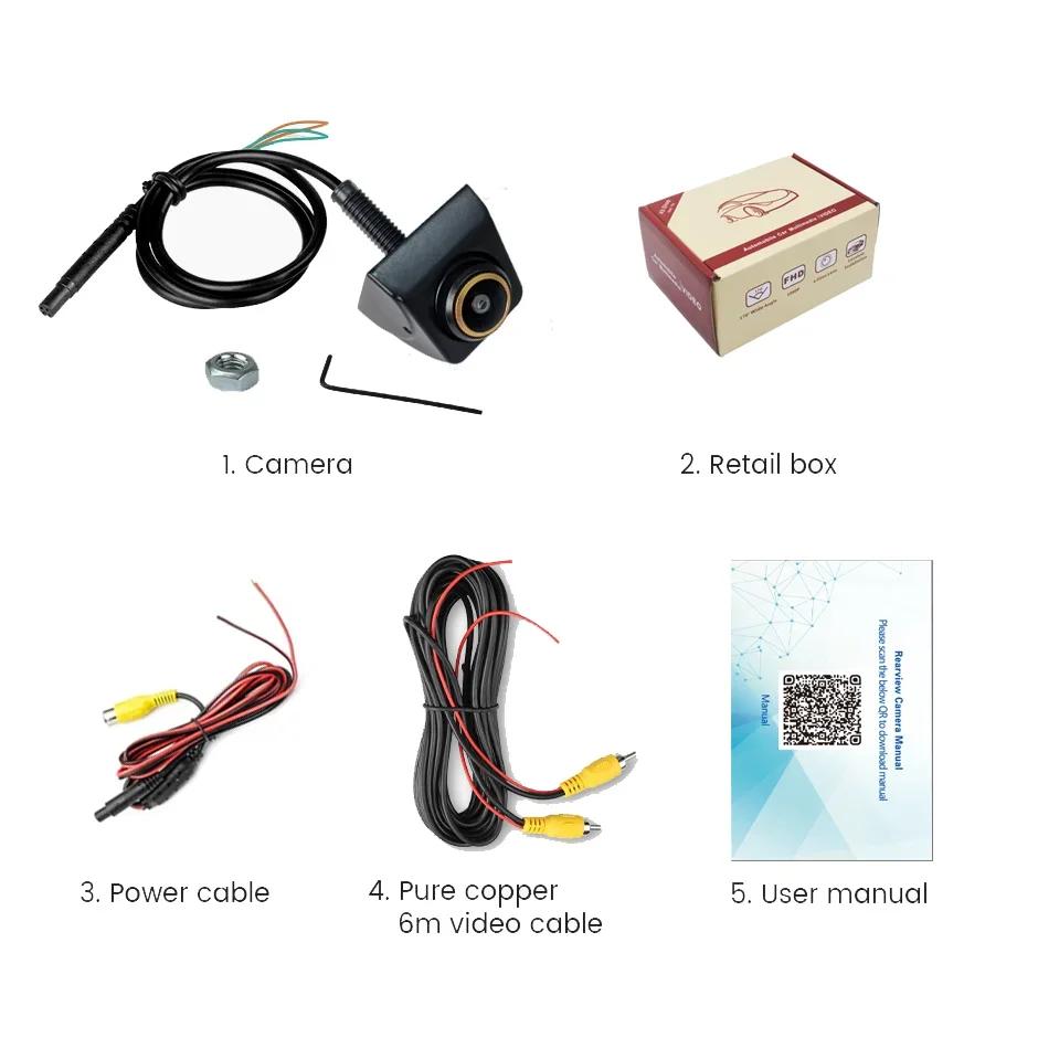 Car Rear View Camera CVBS AHD 1080P Full HD Reversing Rear Camera 170° Wide Angl