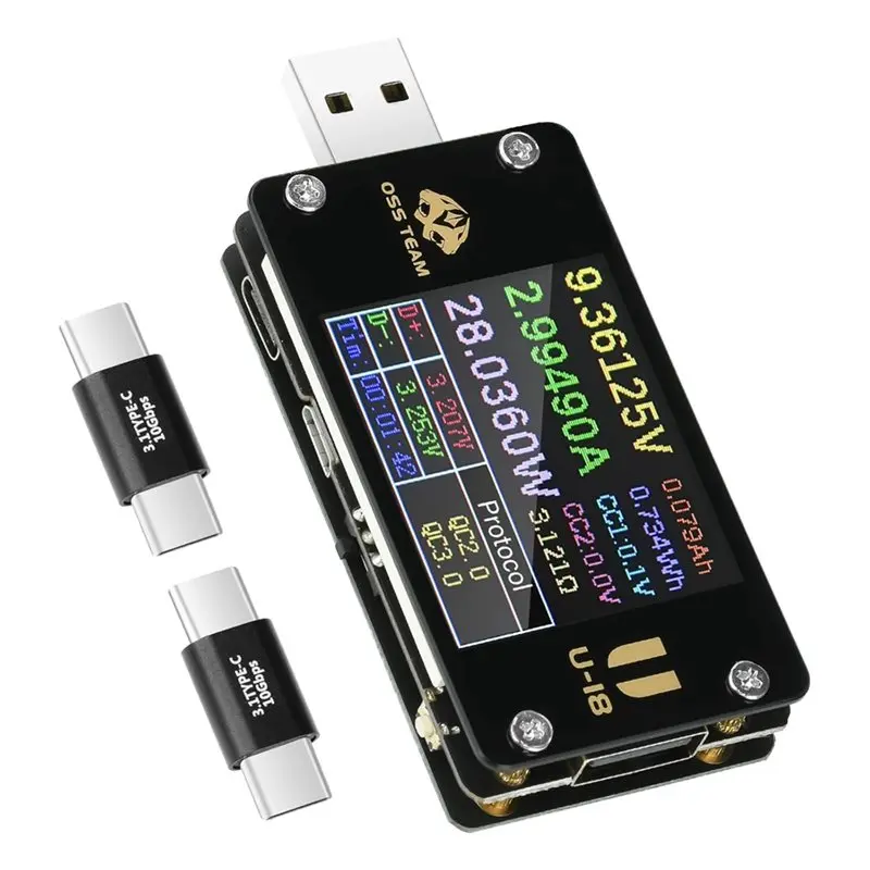 Testeur USB C 1.77" TFT Multimètre Voltmètre Ampèremètre Puissance