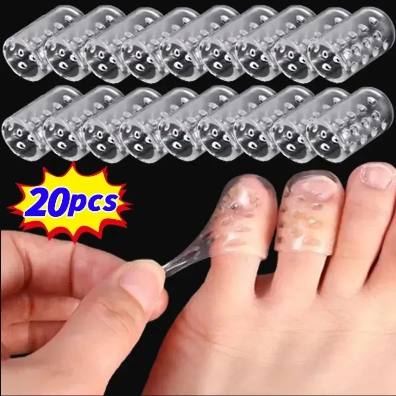Silicone Toe Protector 20pcs Transparent Breathable Silicone Toe Protectors Prevent Blisters Calluses Corn Comfortable High Elasticity
