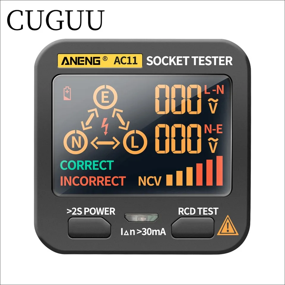 HT107 Tester de conexión Pro Prueba de tensión RCD 5/30mA Detector de