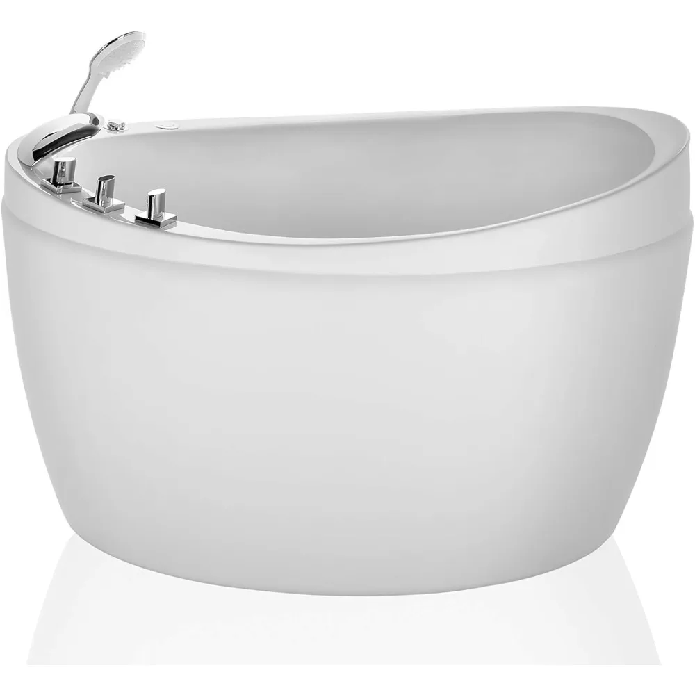 48 "x 31" Air Jet Soaking Bathtub, 400W Freestanding Whirlpool Bathtub with 48 Bubble Jets, 21 "soaking Depth Bathroom Fixture 4