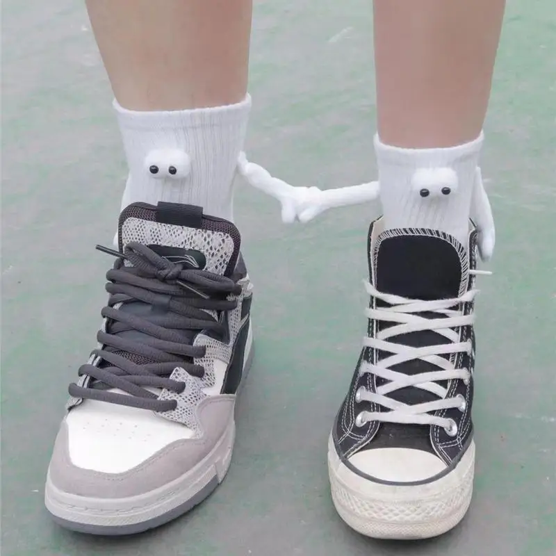 Foot Massage Socks Magnetic Hand Holding Socks With Eyes 3D Funny Mid Tube Cute Socks Couple Holding Hands Gifts For Women Men