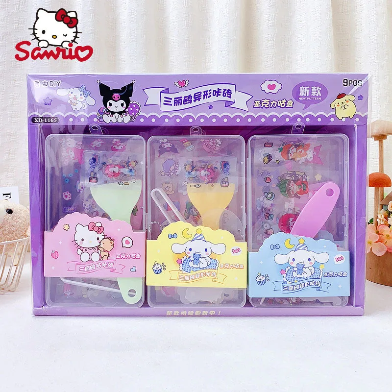 

Sanrio 9pcs Sticker Shaped Gooka Brick Transparent Small Ice Acrylic Magnetic Card Pocket Gooka Set Stationery Gift Wholesale