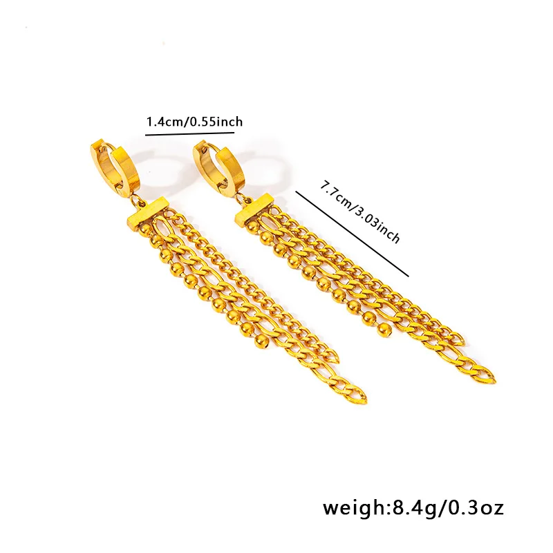 New Arrive18k Gold Color Long Tassel Titanium Steel Women