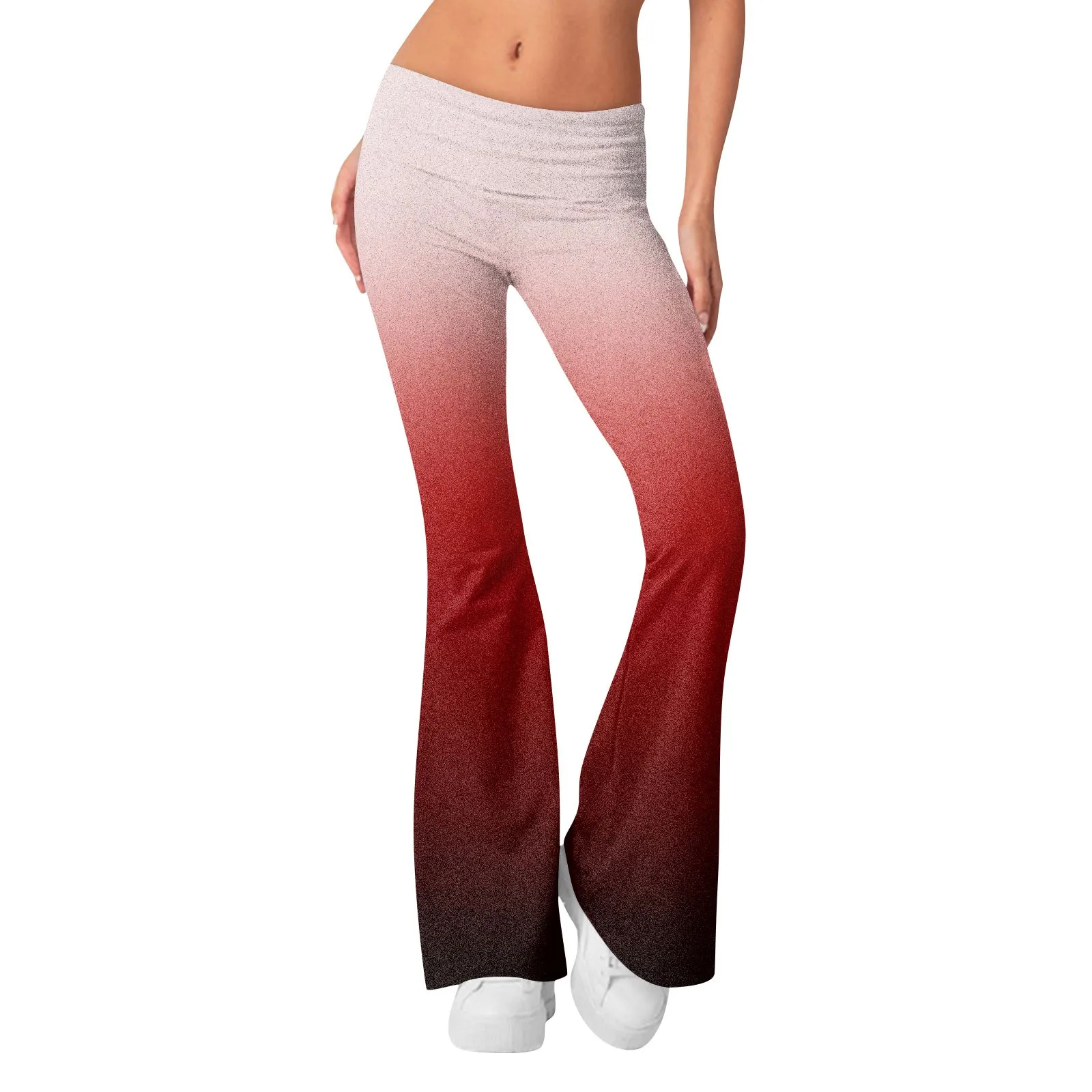 

Women's Fashion Gradient Slim Fit Slim Reverse Waist Low Waist Elastic Waist Flare Pants New Fashion Pants & Capris Women's
