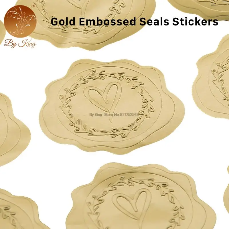 100-200pcs Gold Embossed Heart Stickers Envelope Seal Wax Looking Labels  Wedding Party Invitation Card Christmas Gift Decoration - AliExpress