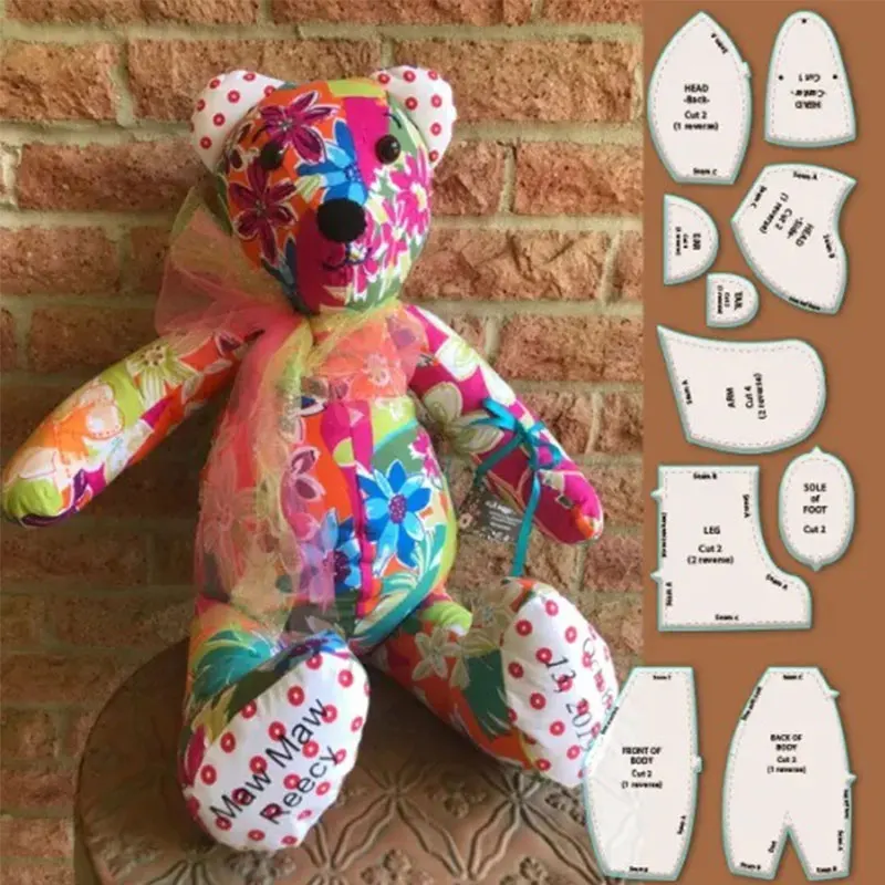 NUBECOM Children Toys DIY Sewing Pattern Acrylic Template Creative Memory Bear Templates Sewing Patchwork Ruler With Instruction