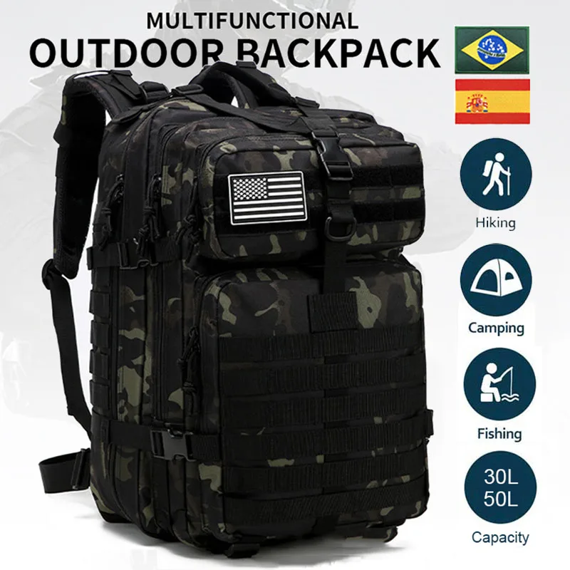 30L/50L 3P Tactical Backpack for Men Women Camping Hunting Accessories  Military Camouflage Assault Bag Army Molle Rucksacks - AliExpress