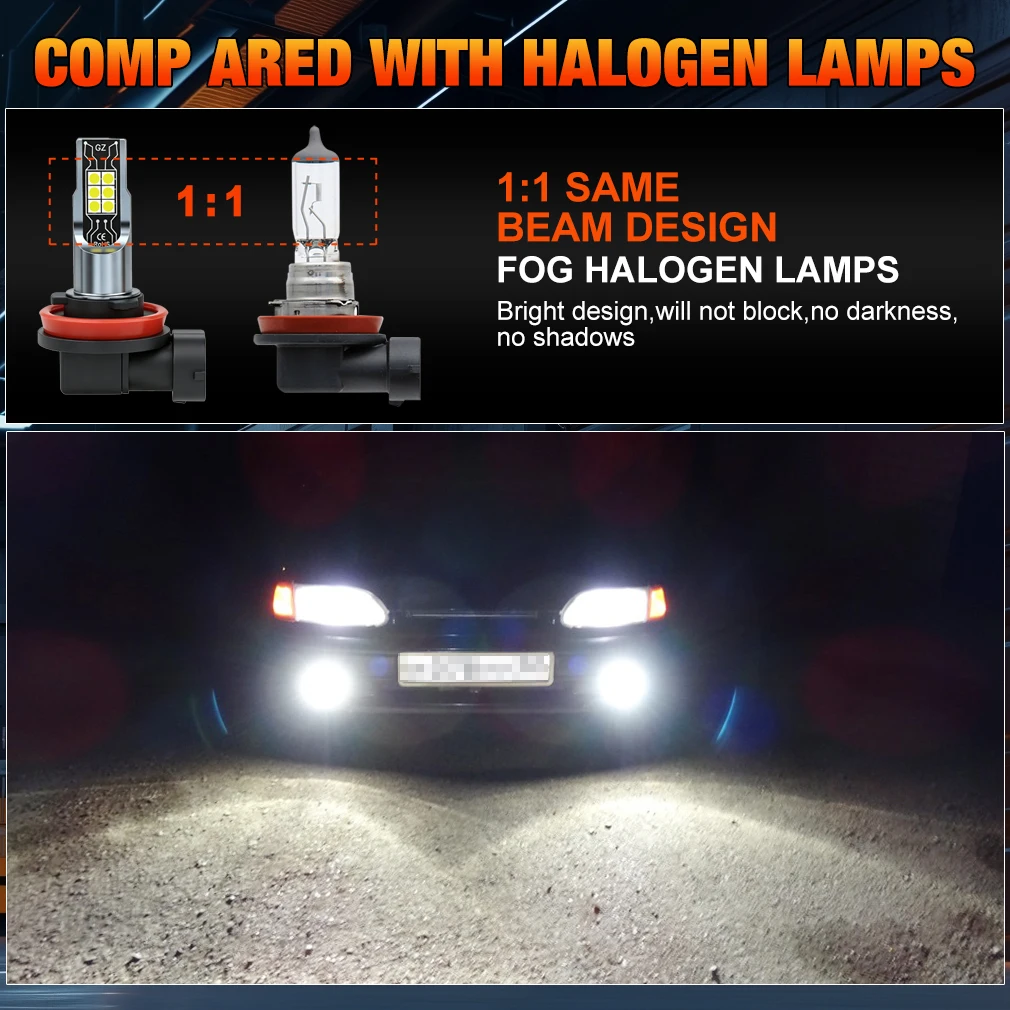 XSTORM 1/2개입 H11 LED 안개등 전구 캔버스 무에러 9005 HB3 9006 HB4 H7 H4 LED 라이트 전구 자동차용 30000LM 80W 12V