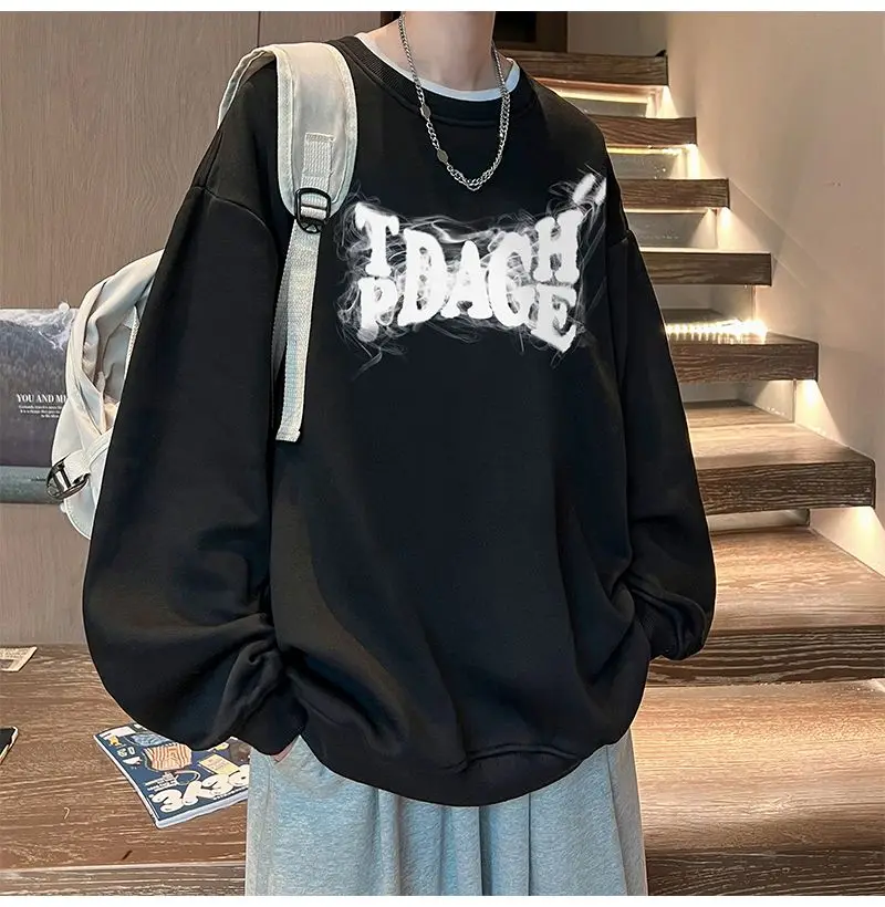 Pullover Letter Print Hoodies Women Men Harajuku Grunge Graphic Sweatshirts Loose Casual O-Neck All-Match Pullover Tops