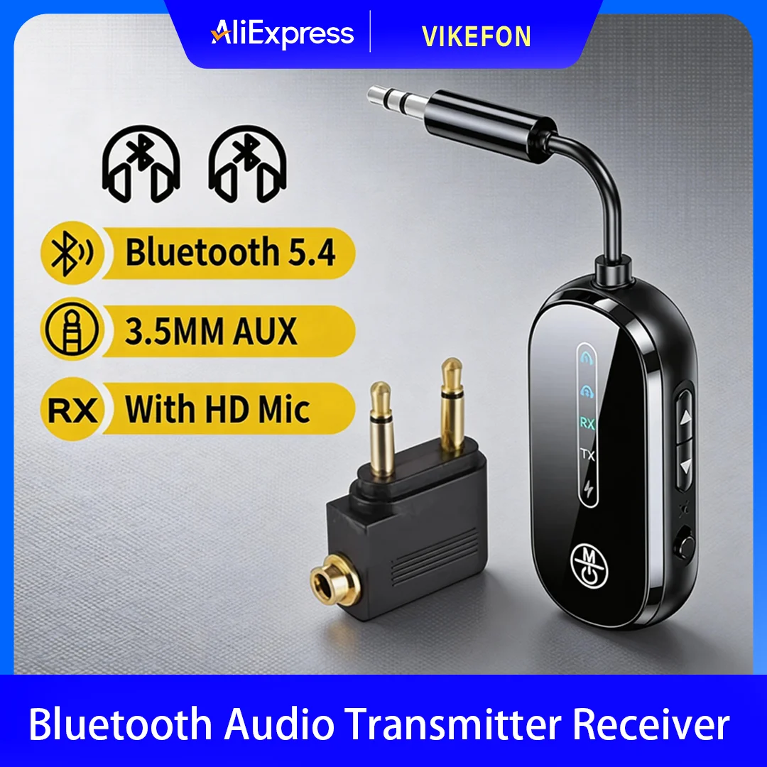 Bluetooth 5.4 Audio Transmitter Receiver with 3.5mm AUX Jack