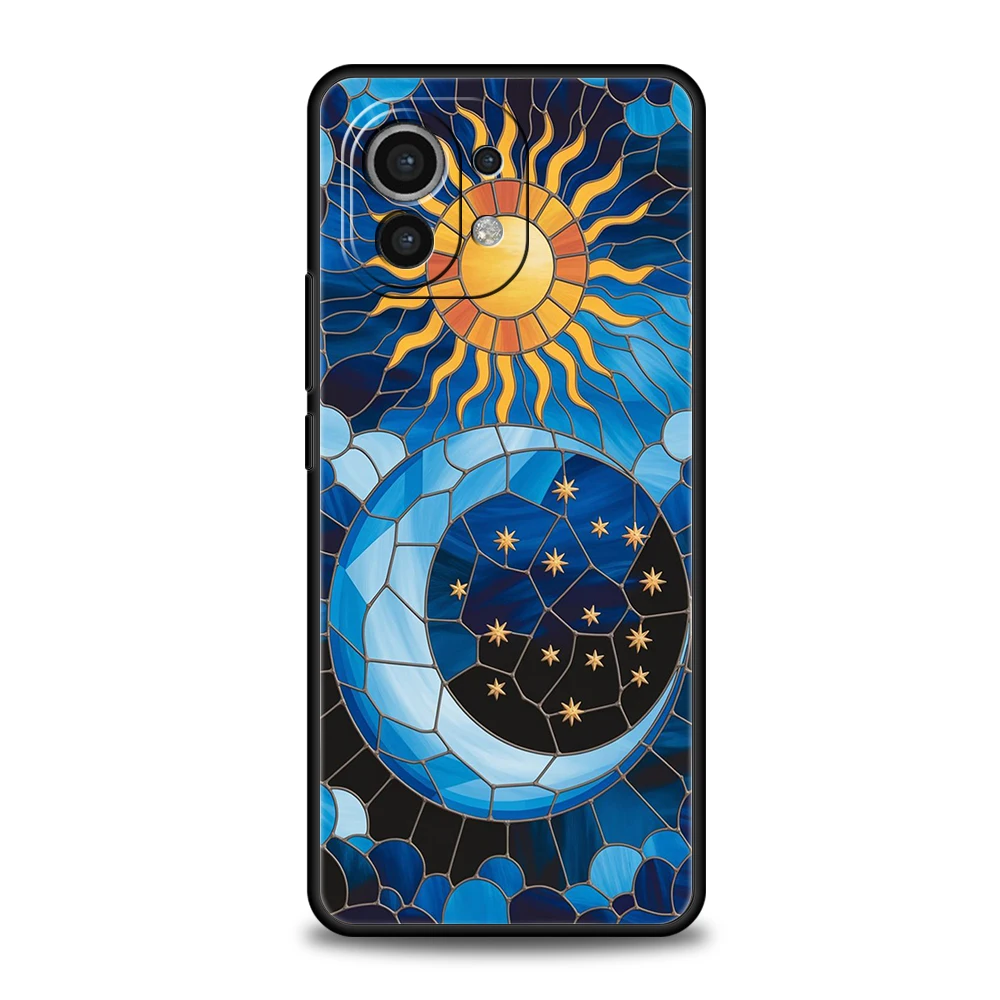 Elegant Sun and Moon Glass Pattern Phone Case - Soft TPU Cover