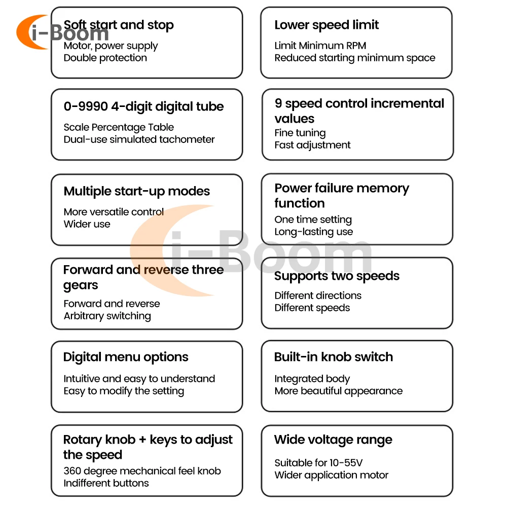 DC10-55V 40A 모터 속도 컨트롤러 PWM 모터 드라이버 DC 브러시 모터 속도 컨트롤러 전원 스위치가 있는 푸시 버튼 노브 제어