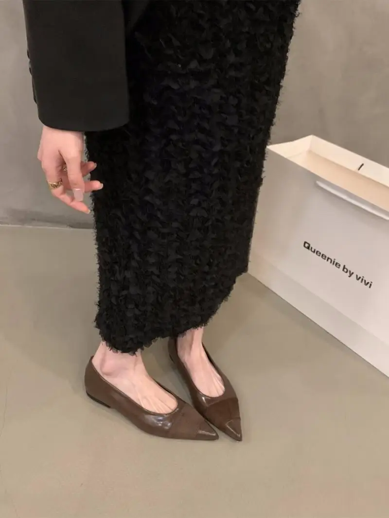Pointed Toe Women Loafers Black Brown White Casual Mules Shoes New 2024 Fashion Shallow Slip on Low Flat Heel Party Dress Shoes 4