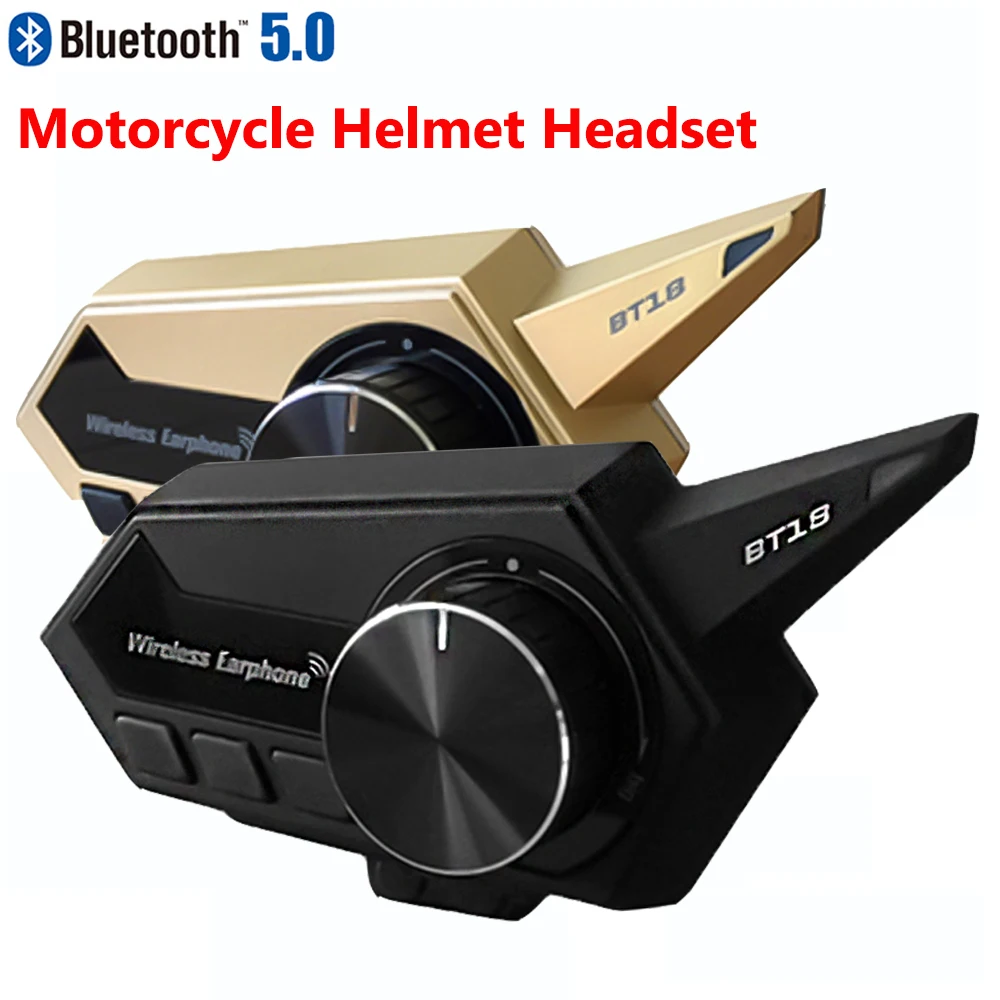 

BT18 Bluetooth 5.0 Motor Helmet Headset Wireless Handsfree Stereo Earphone Motorcycle Hifi Headphones With Handbar Controller