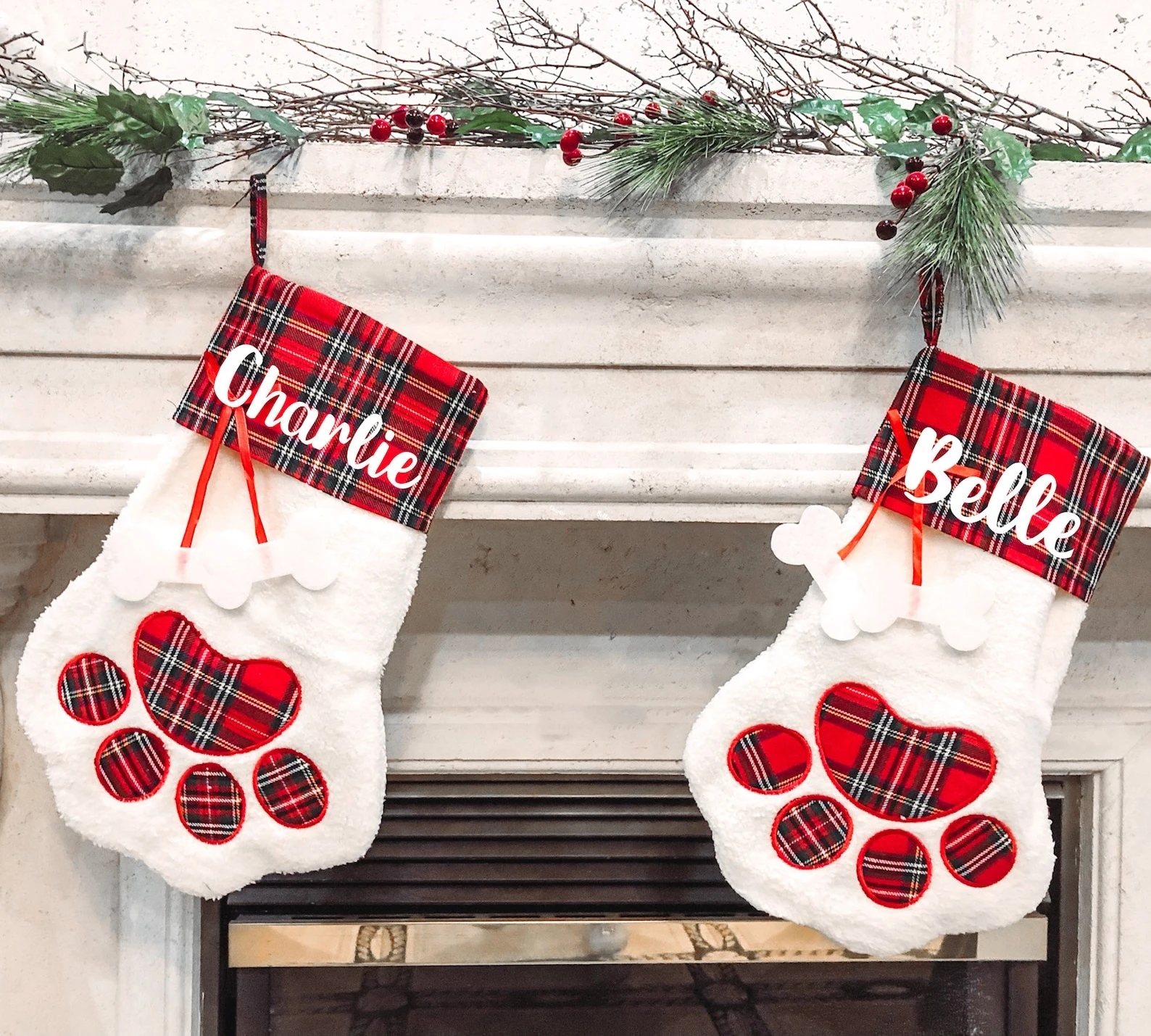 Canine Christmas Stocking- Hand Knit 100% Wool Dog Design main image 0