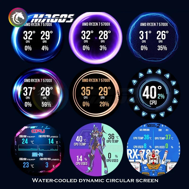Cpu Aio Cooler Monitor Display Ips 2.1 Polegada 480x480 Suporte Gif Vídeo Aida 64 Controle 120 240 360 Cpu Resfriamento de Água Mod Parte - Imagem 3