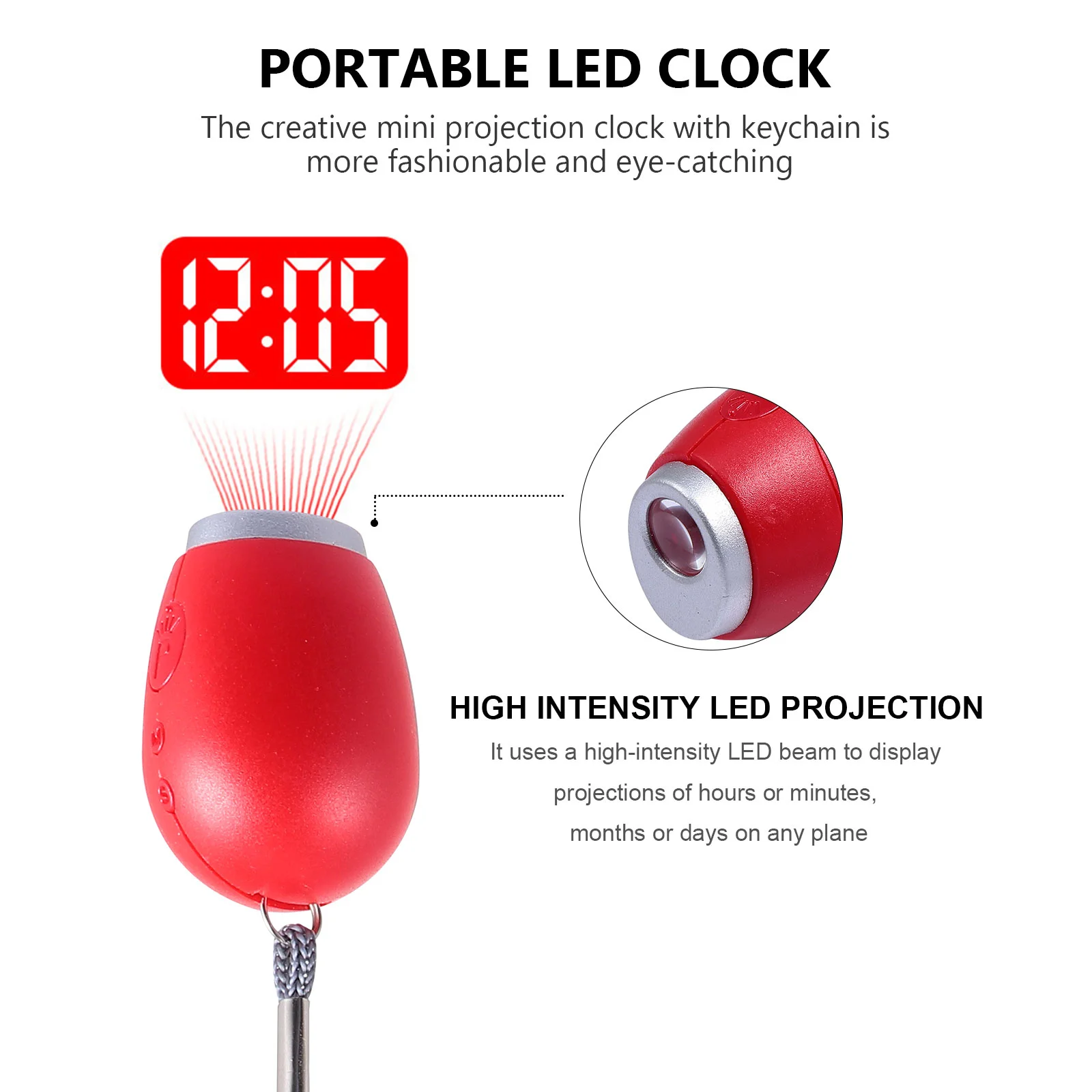 Projection Electronic Clock Mini Digital Projector Flashlight Time Watch Plastic Portable LED Child Clocks