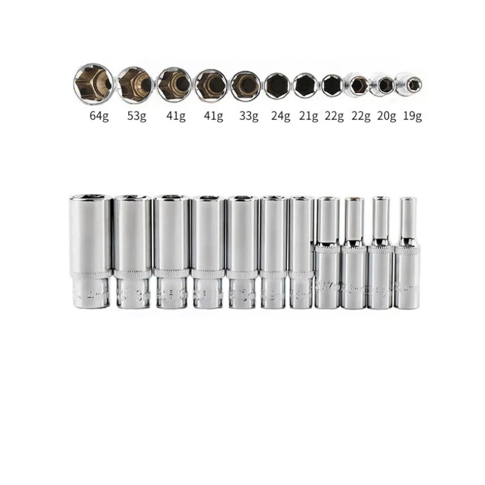 11pcs Drive Deep Socket Set Hand Tools Long Socket Hex Repair Tool For Impact Drivers And Socket Wrenches Sockets