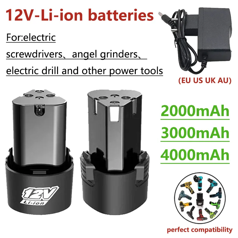 Nouvelle batterie au Lithium Rechargeable universelle 12V adaptée à la perceuse électrique, aux tournevis, aux meuleuses d'angle, aux outils électriques, Etc.