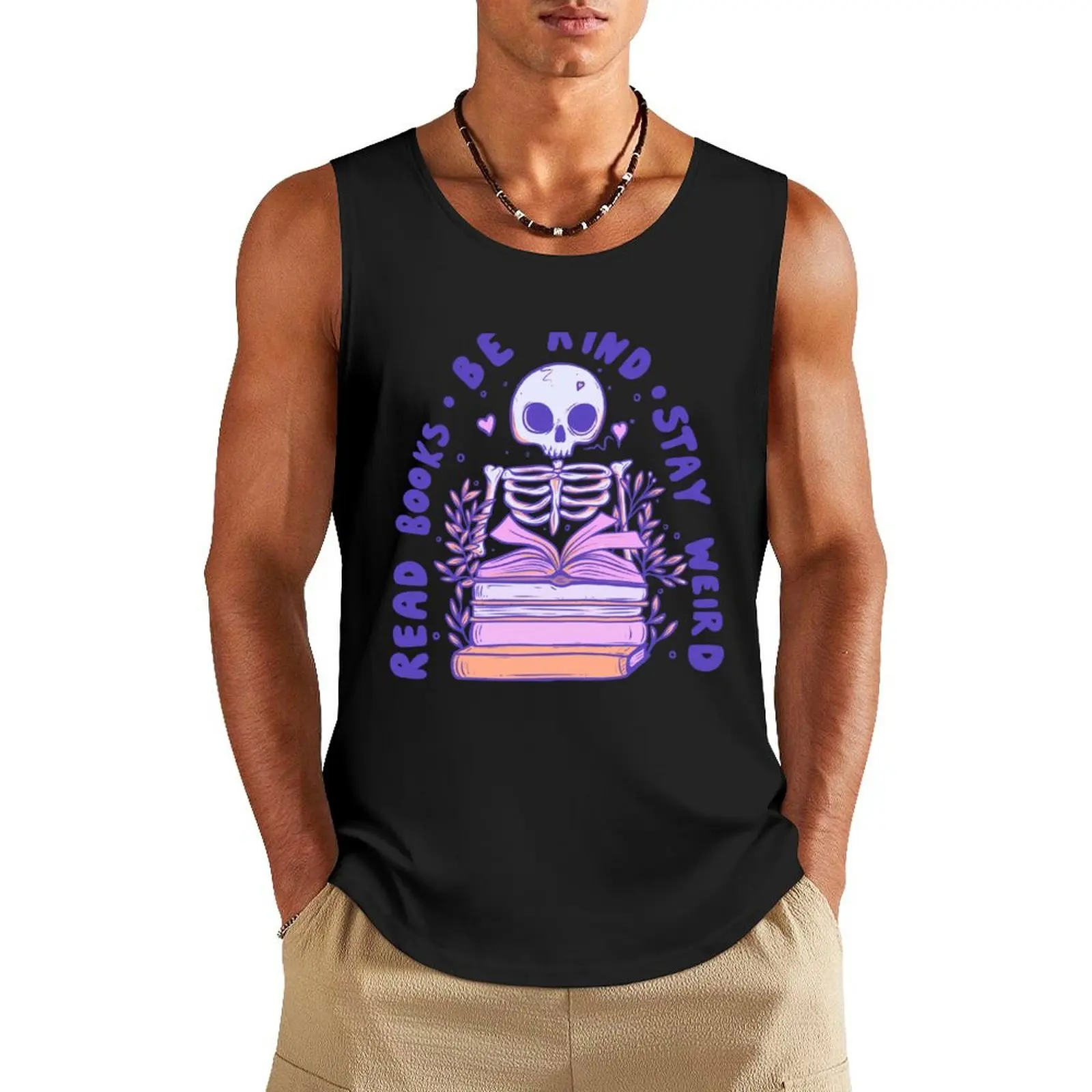 

Read books be kind stay weird Tank Top Man summer clothes Men's gym clothing