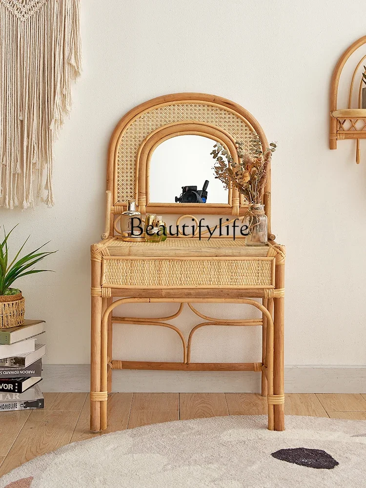 

Rattan Japanese Style Dressing Table Bedroom Advanced Sense Modern Simple and Natural Real Rattan Bed & Breakfast Makeup Table