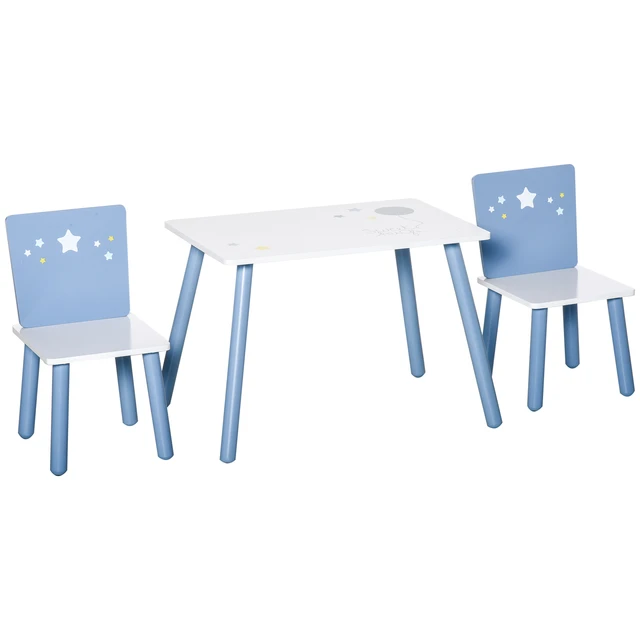 HOMCOM Juego de Mesa Infantil y 2 Sillas de Madera Muebles para Sala de  Juego y Dormitorio de Niños Mesa 56x56x50 cm y Sillas 28x25x46 cm Natural y  Blanco : : Hogar