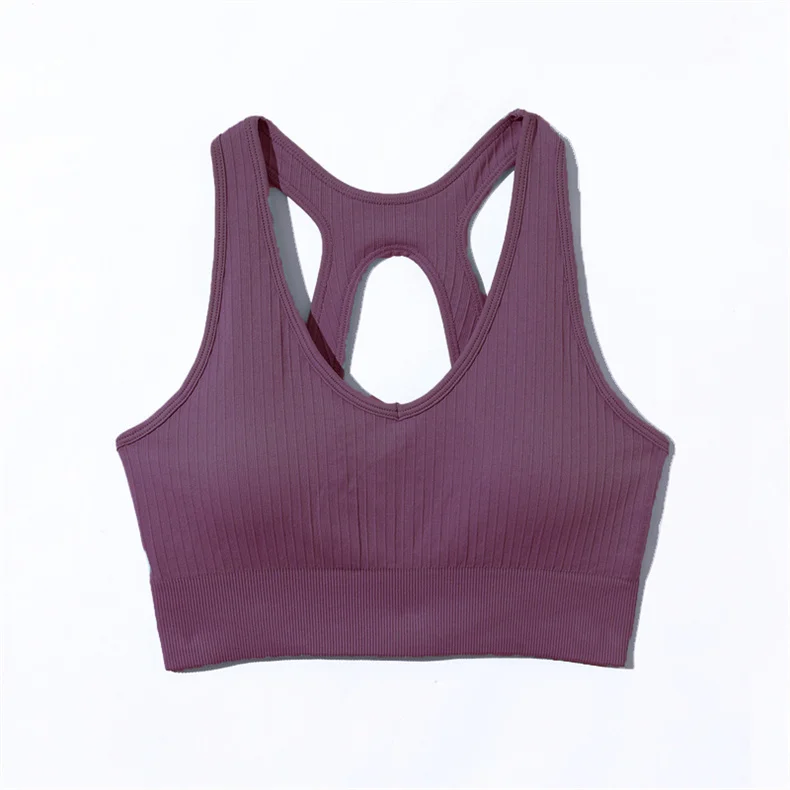 SVEIC Ribbed Sports Bra Yoga Seamless Underwear Gym Tops Women Sportswear Outdoor Vest Fitness Training Running Workout Clothing