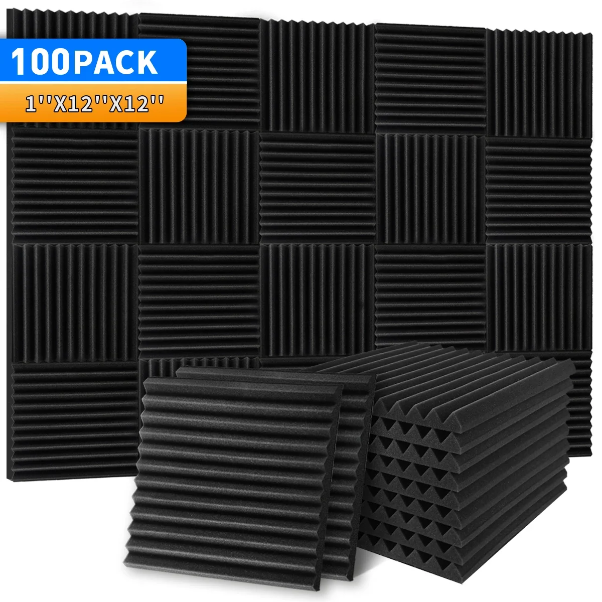 100 Pack Cheap Acoustic Foam Panels 1 X 12 X 12 Inches Large Sound Proof Foam Panels for Walls soundproof foam acoustic diffuser panels