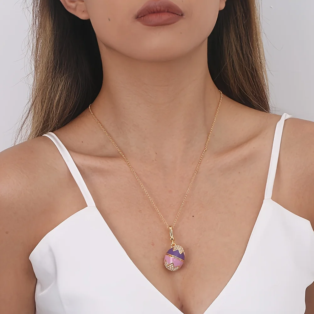 Fashion Openable Enamel Easter Egg Rabbit Pendant Necklace for Women Elegant Niche Party Jewelry Keychain Pendant Valentine Gift 5