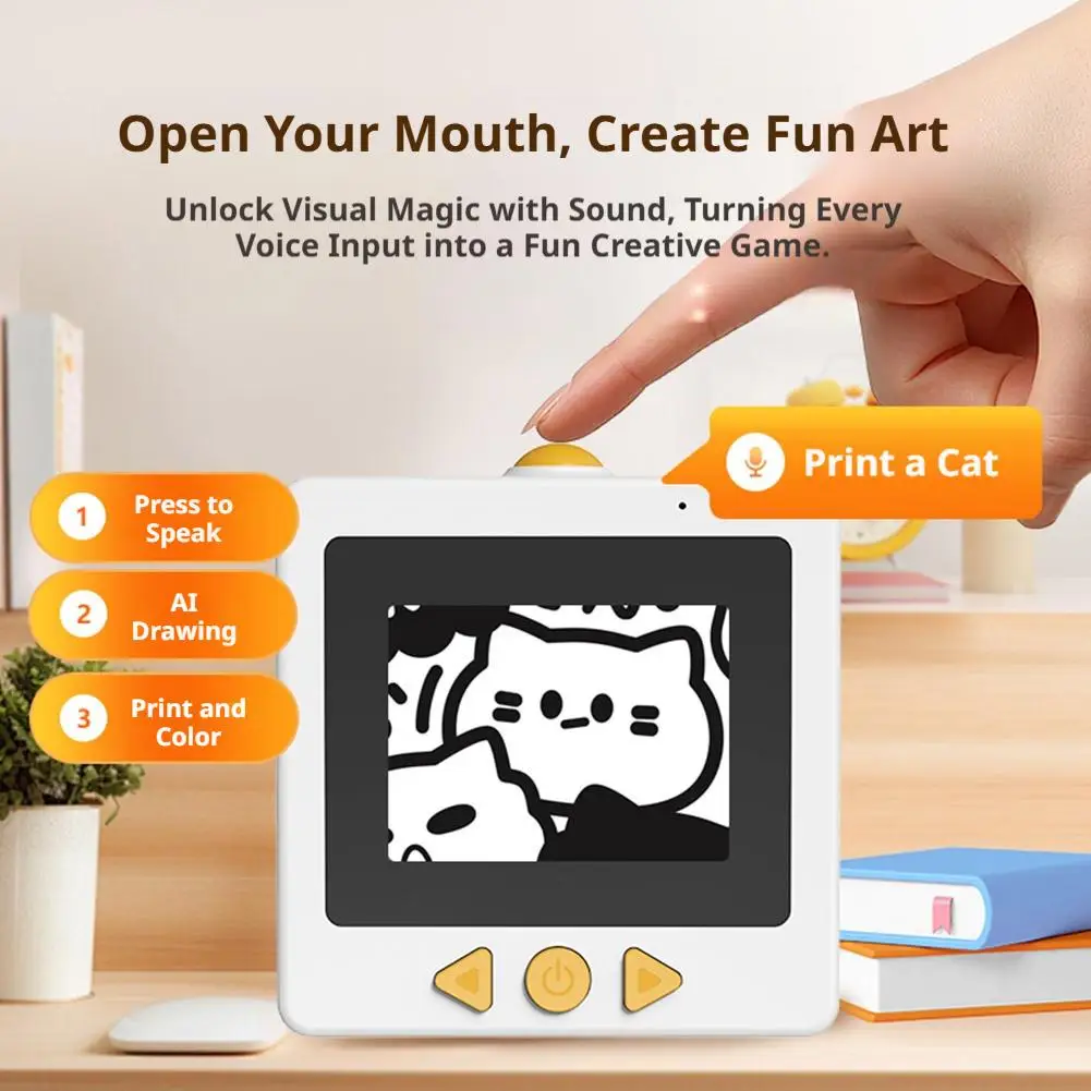 AI 음성 제어 미니 스티커 프린터 휴대용 감열 프린터 HD 화면 DIY 스티커 박스 어린이 창의력 선물