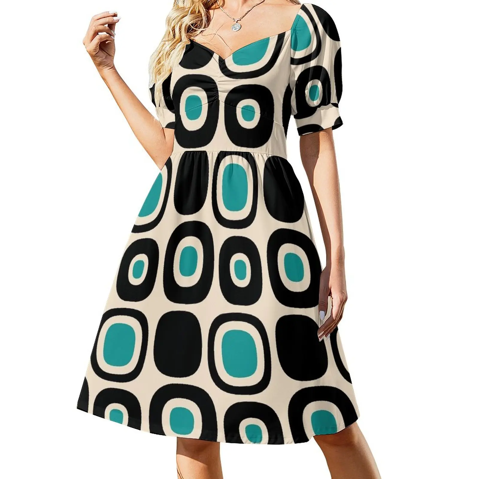 

Retro Mid Century Modern Garden Path Pattern 152 Sleeveless Dress summer dresses womens 2024 summer dress daily